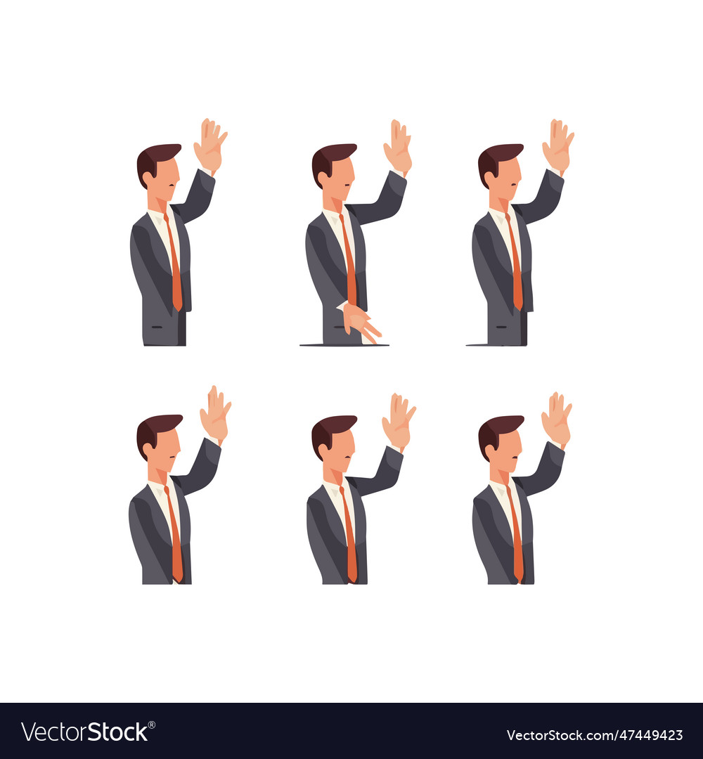 Set of hands showing different gestures palm