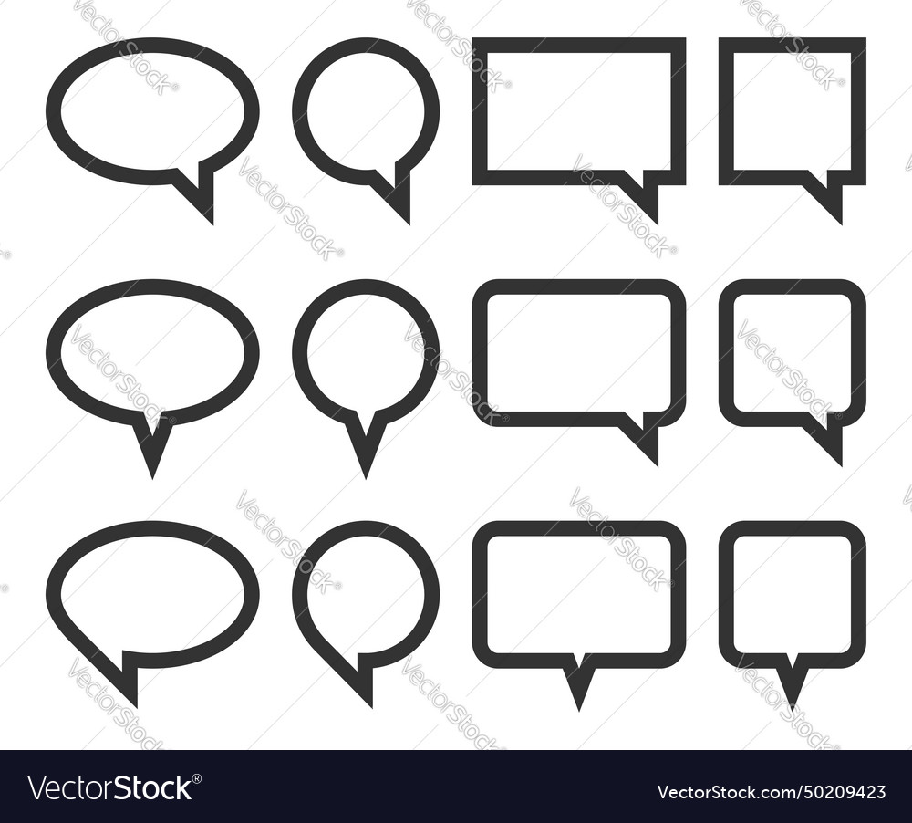 Set talk bubbles speech blank empty bubble icon vector image Set talk bubbles speech blank empty bubble icon