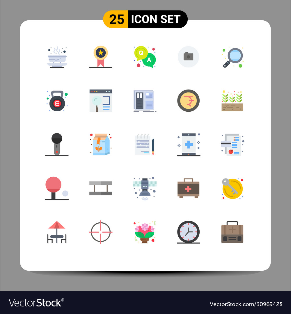 25 universal flat color signs symbols learning