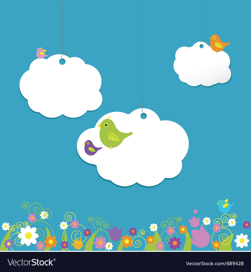 Birds on clouds Royalty Free Vector Image - VectorStock