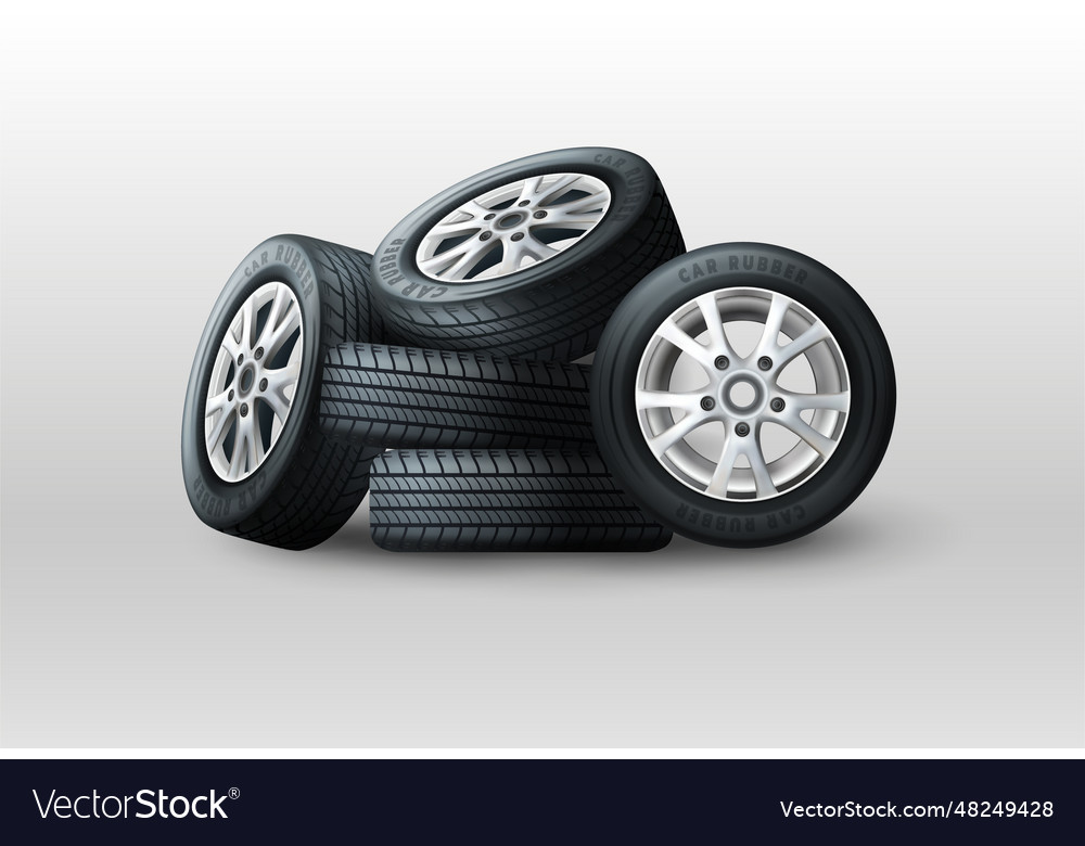 Car wheels automobile service rubber tires Vector Image