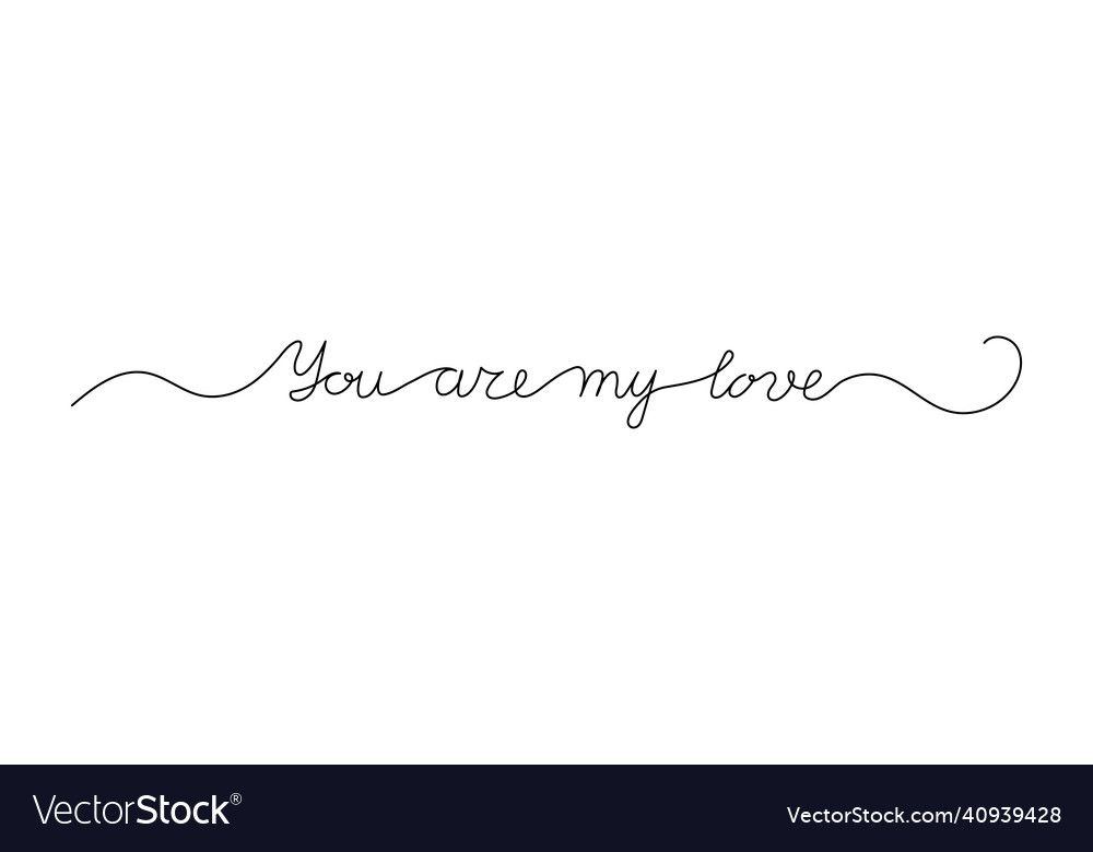 Continuous one line script cursive text you vector image Continuous one line script cursive text you