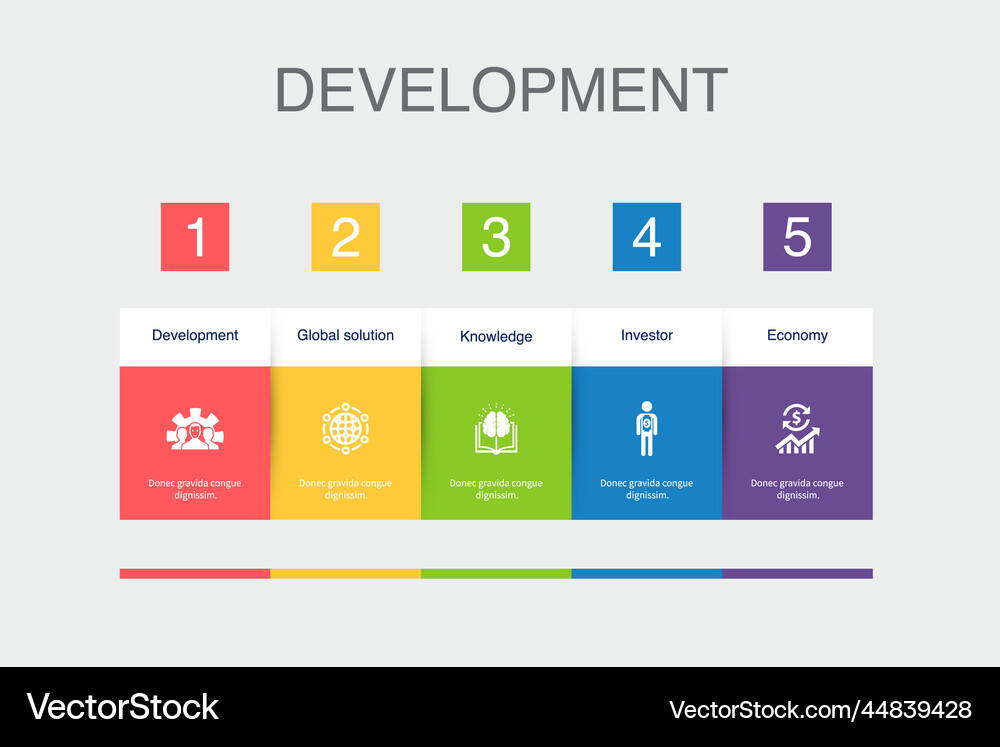 Development Solutions Infographic Development global solution knowledge investor Vector Image