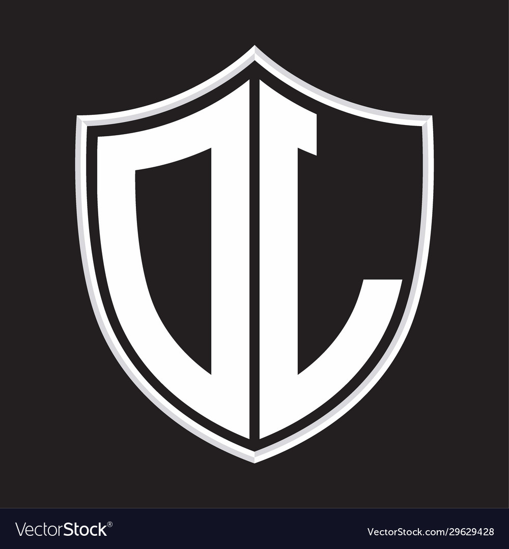 Dl logo monogram with shield shape isolated