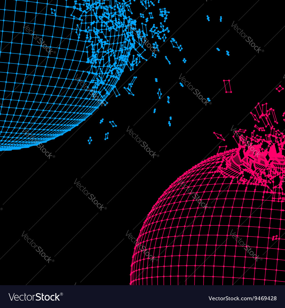 Exploded grid balls made of connected dots