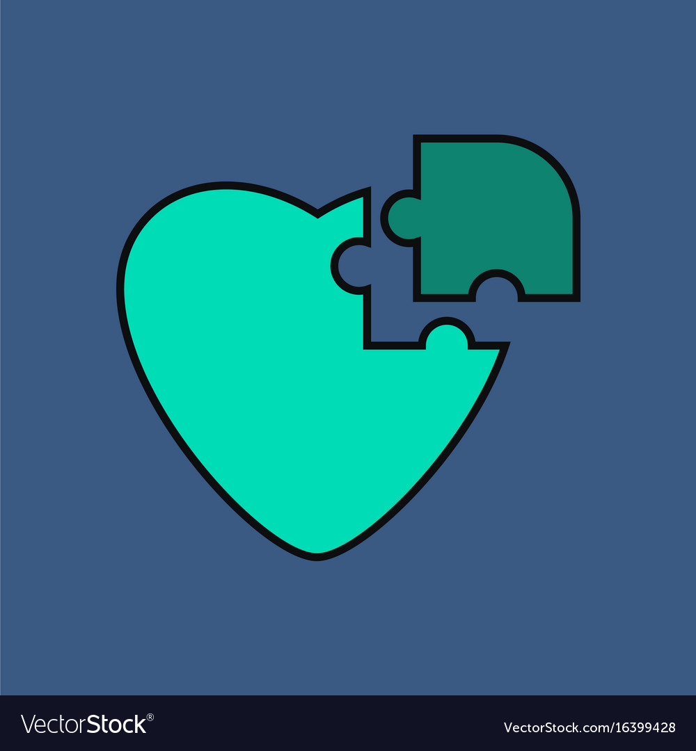 Flat icon design collection puzzle heart