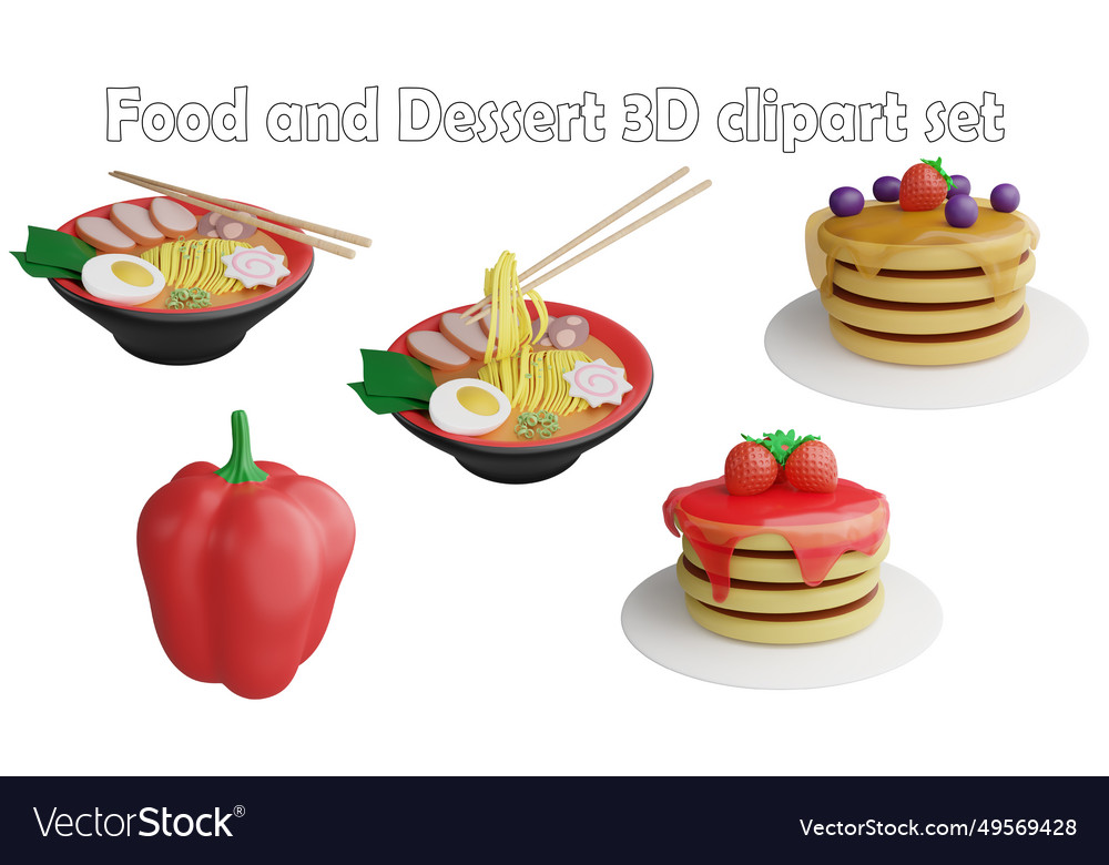 Food and dessert clipart element 3d render Vector Image Food and dessert clipart element 3d render