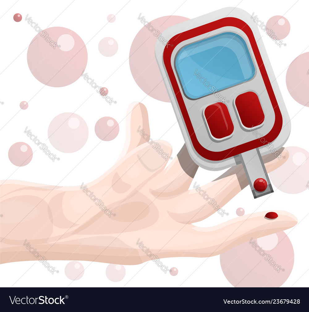 Glucose meter finger blood concept background Vector Image