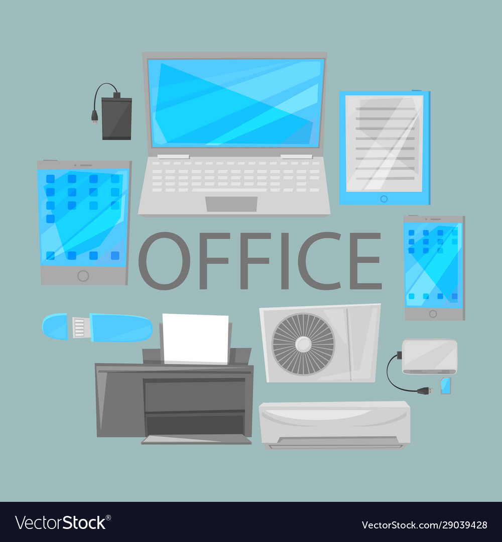 Computer office equipment Royalty Free Vector Image