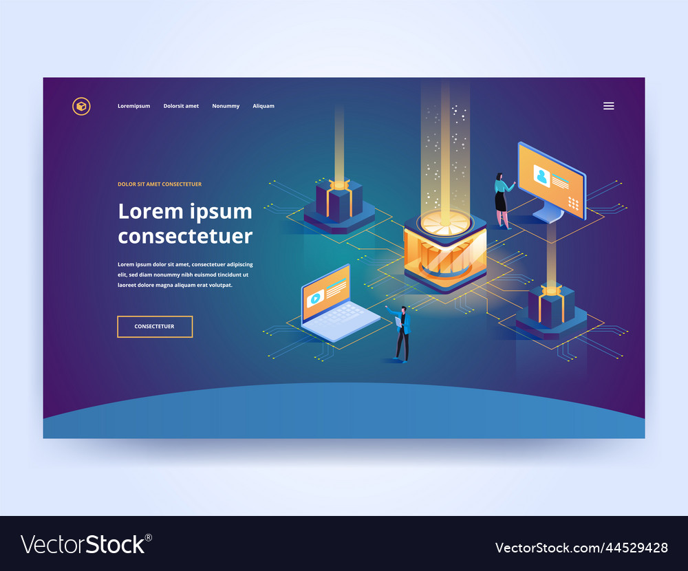 Internet hosting service landing page template vector image Internet hosting service landing page template