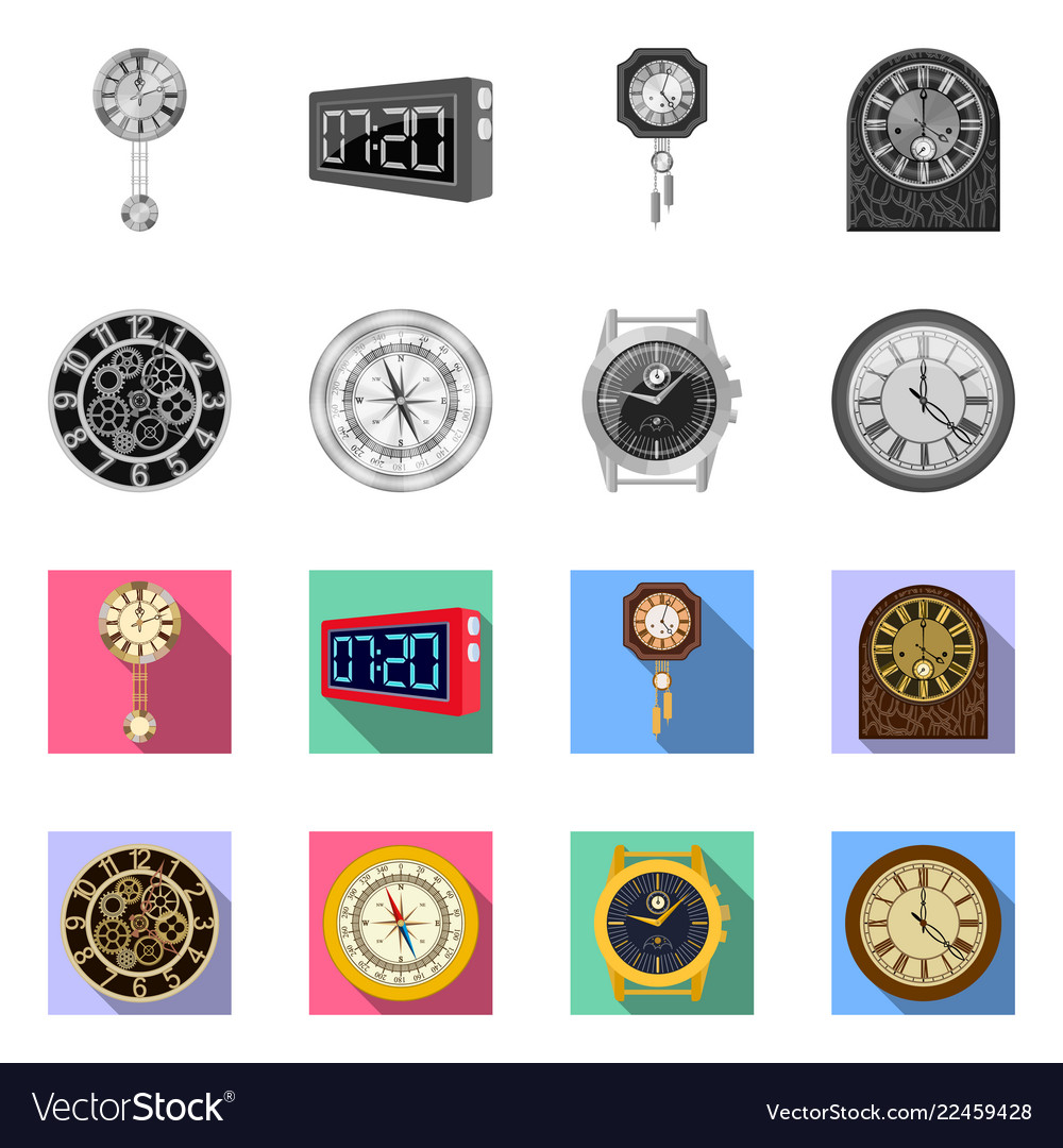 Isolated object of clock and time icon set vector image Isolated object of clock and time icon set