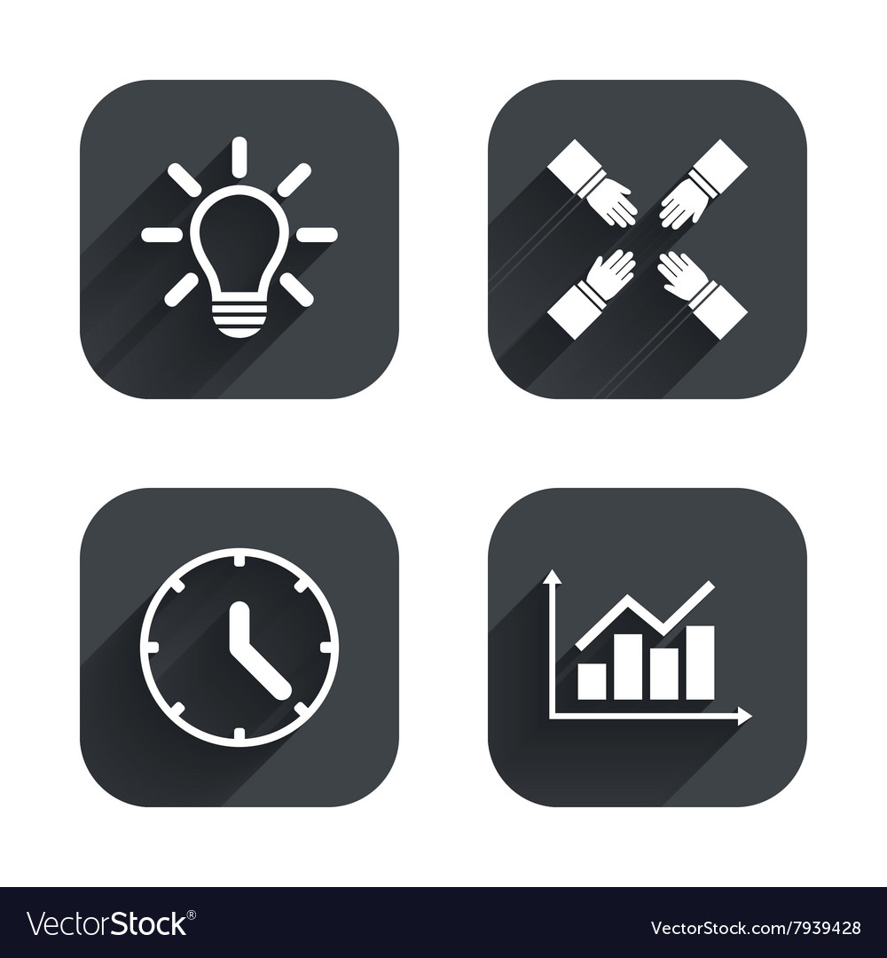 Lamp idea and clock time graph chart diagram