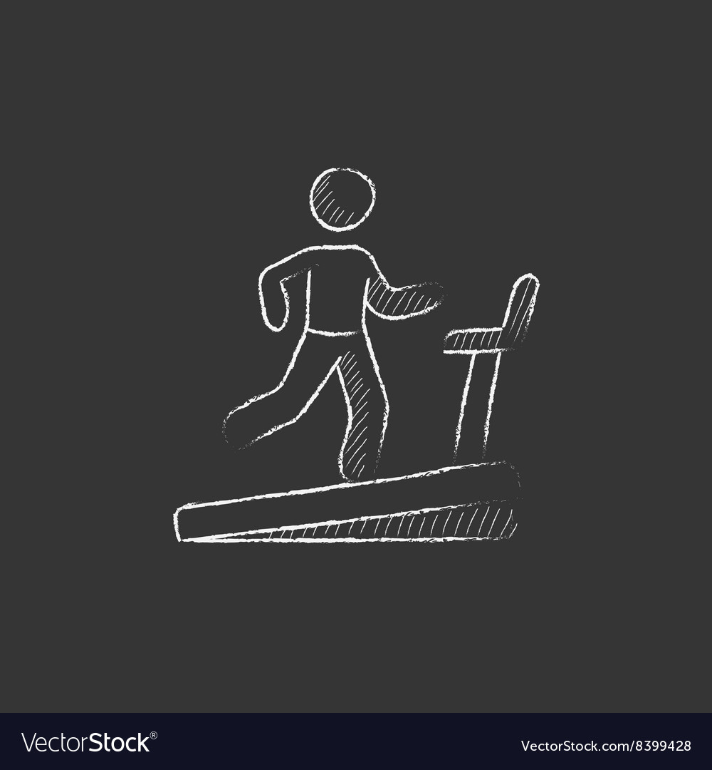 Man running on treadmill drawn in chalk icon