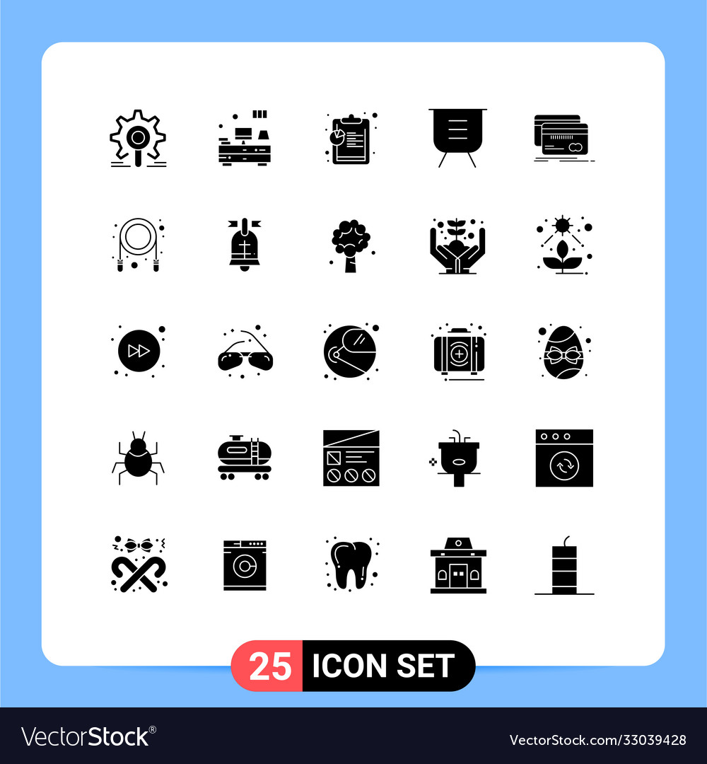 Modern set 25 solid glyphs pictograph