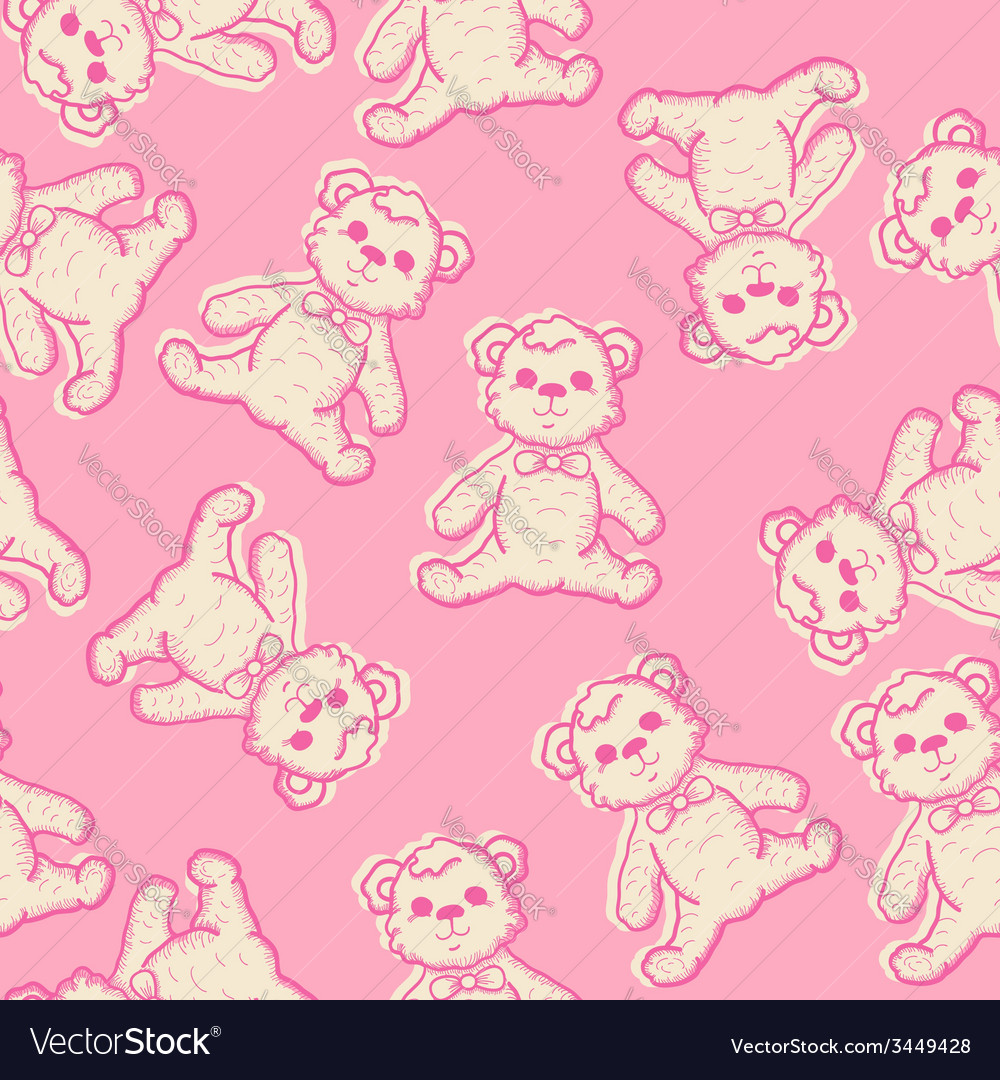 Seamless baby background with teddy bear Vector Image