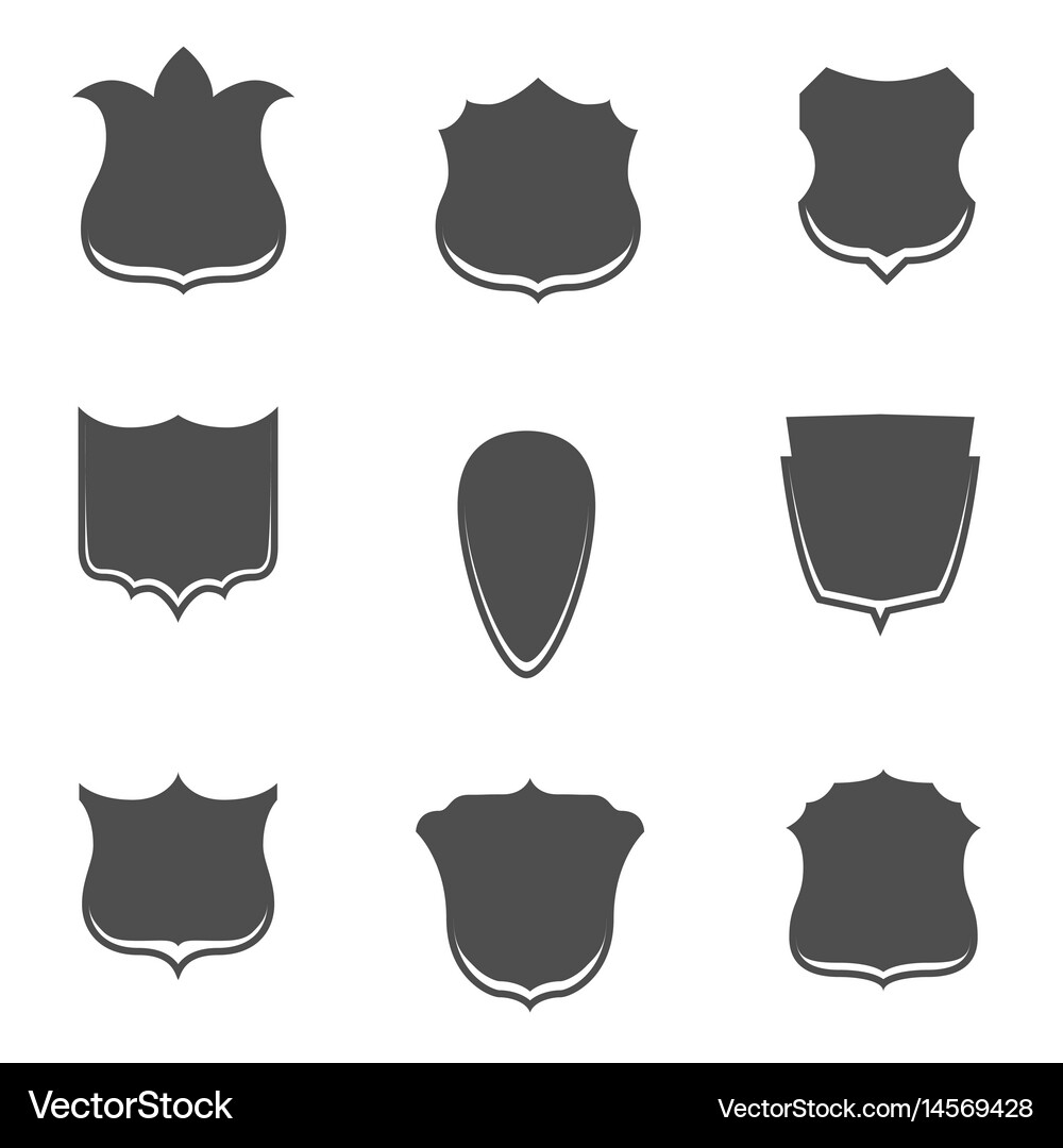 Set empty shields Royalty Free Vector Image - VectorStock