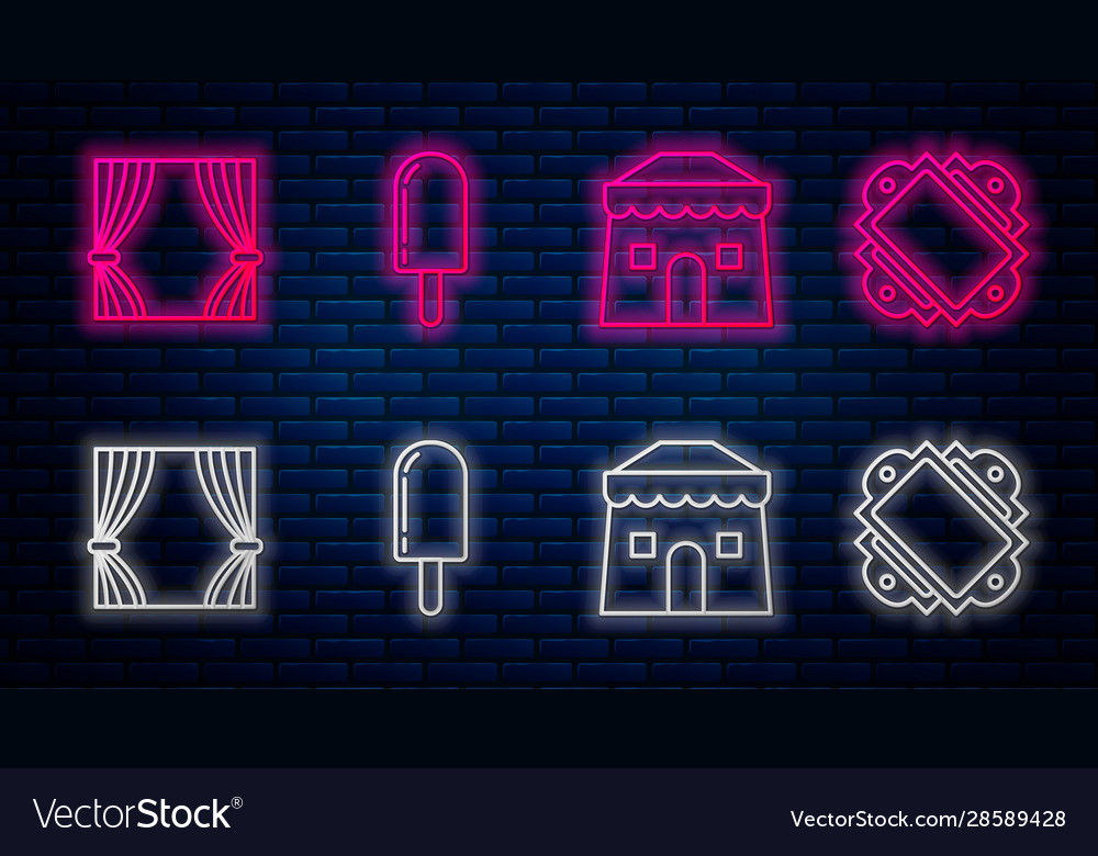 Set Line Ice Cream Circus Tent Curtain And Vector Image