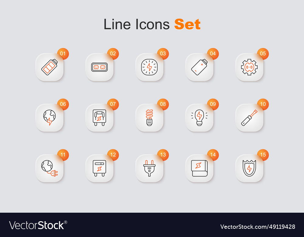 Set line lightning and shield book about Vector Image Set line lightning and shield book about