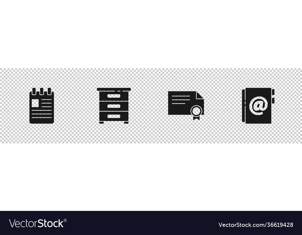Set spiral notebook drawer with documents vector image Set spiral notebook drawer with documents