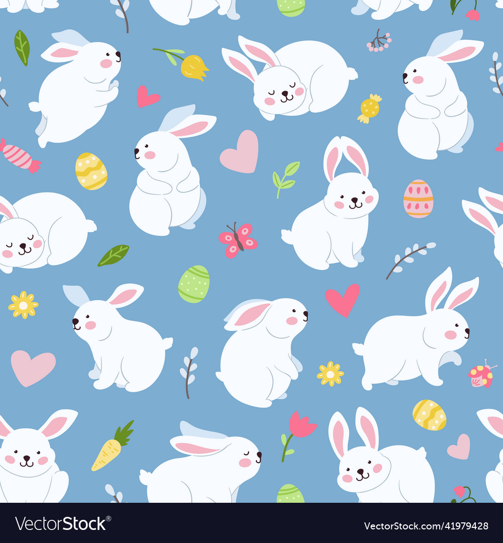 Spring rabbit seamless pattern easter toddler Vector Image Spring rabbit seamless pattern easter toddler