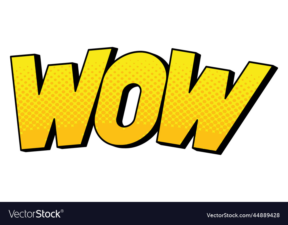 Wow pop art lettering Royalty Free Vector Image