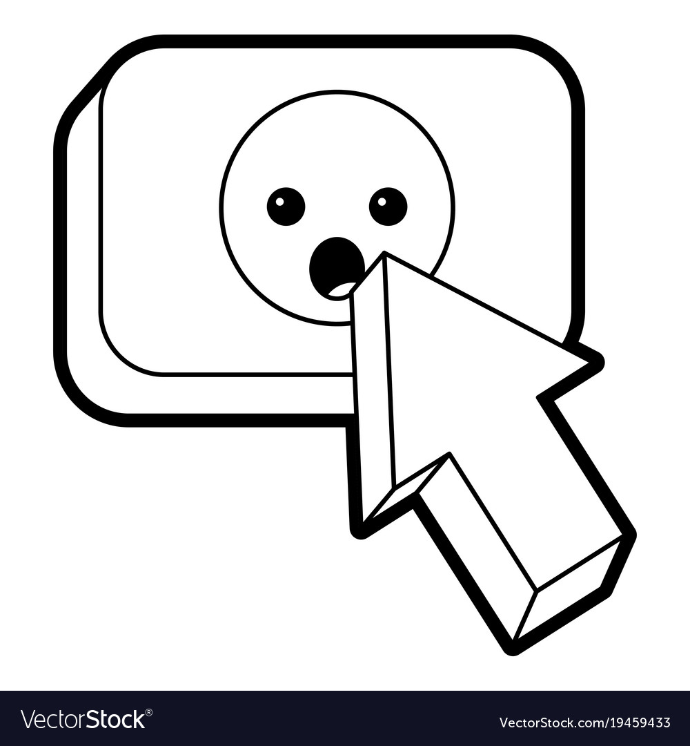 Arrow cursor with emoticon surprise button icon