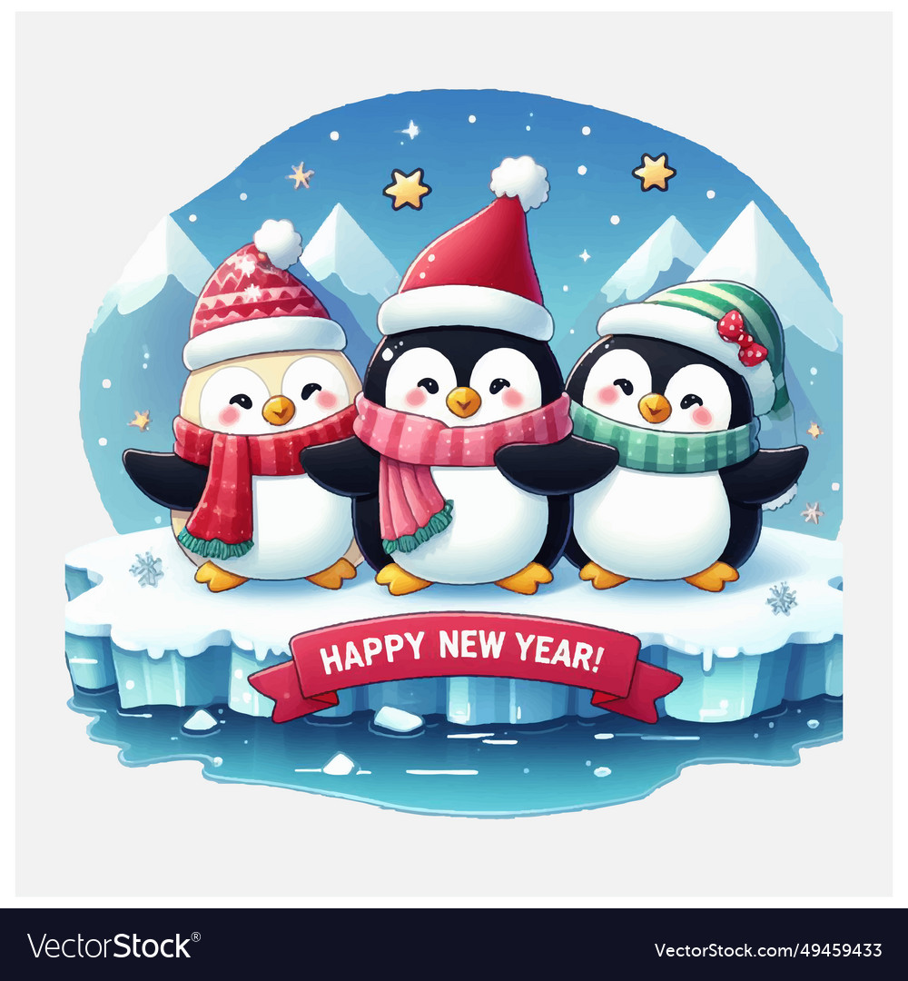 Christmas penguins new year file royalty free vector image