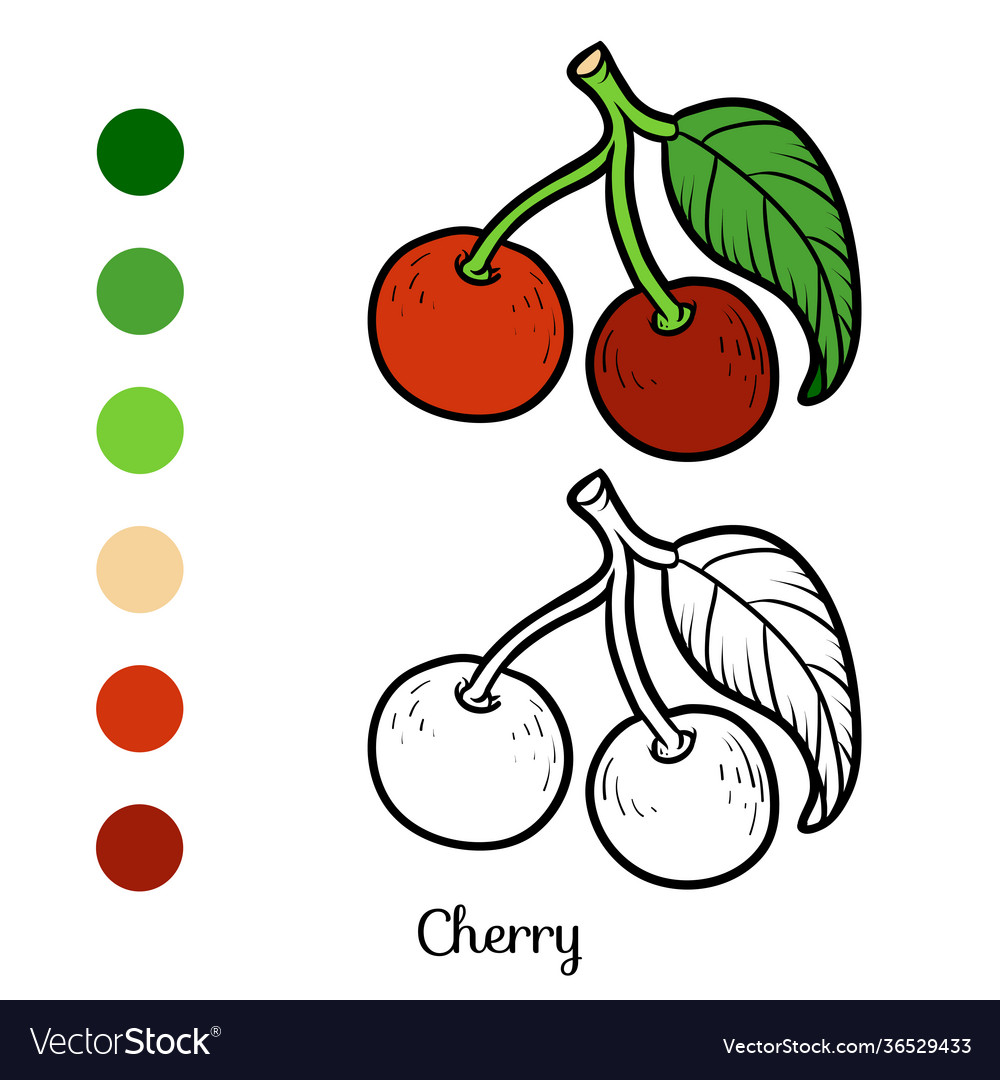 Coloring book cherry Royalty Free Vector Image