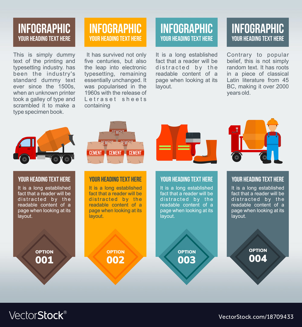 Construction items information in infographic