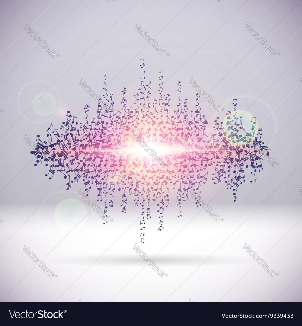 Exploding party music wave made of notes