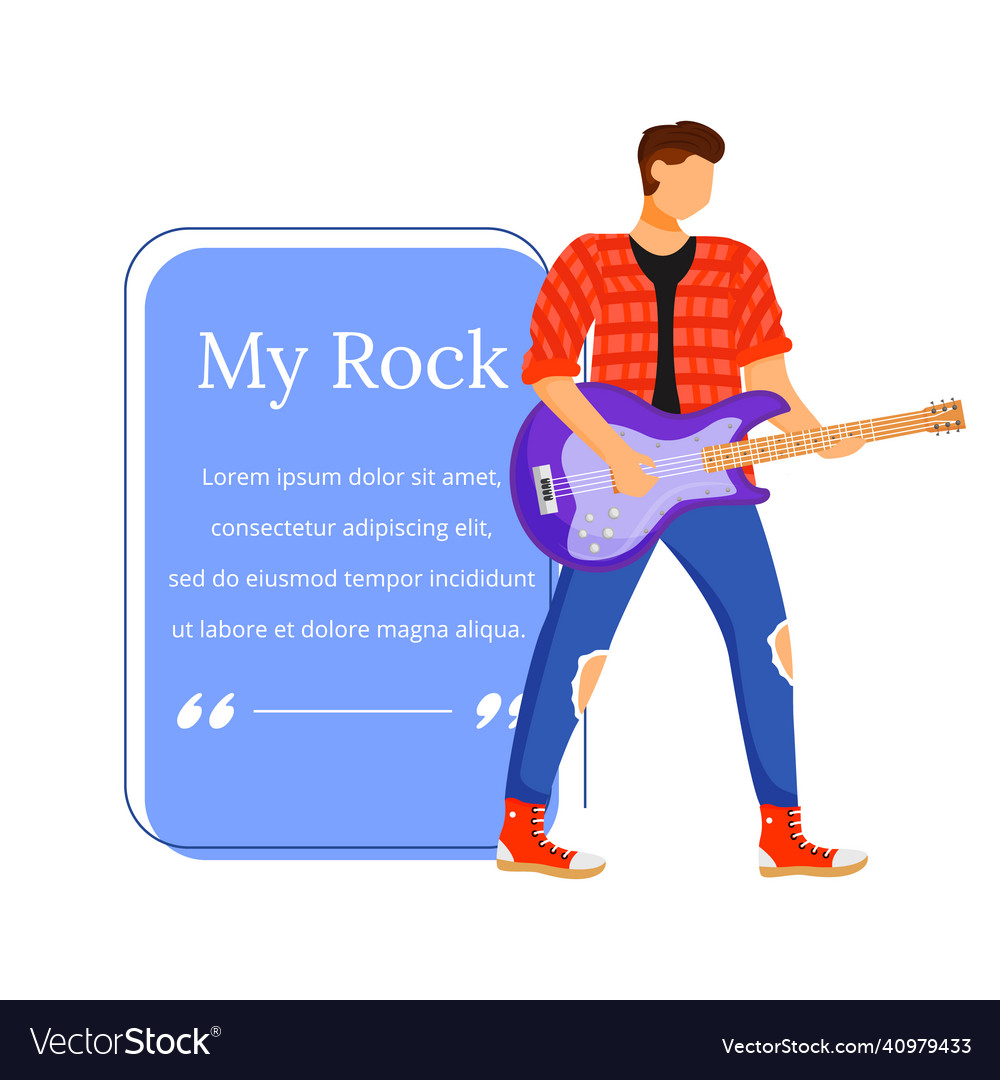 Guitarist flat color guitar player rock musician Vector Image