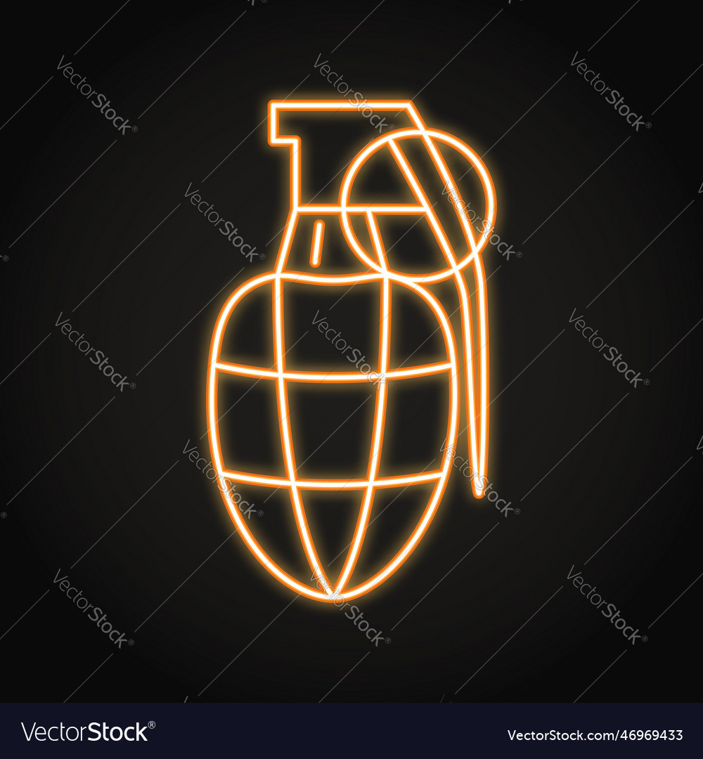 Hand grenade neon line icon