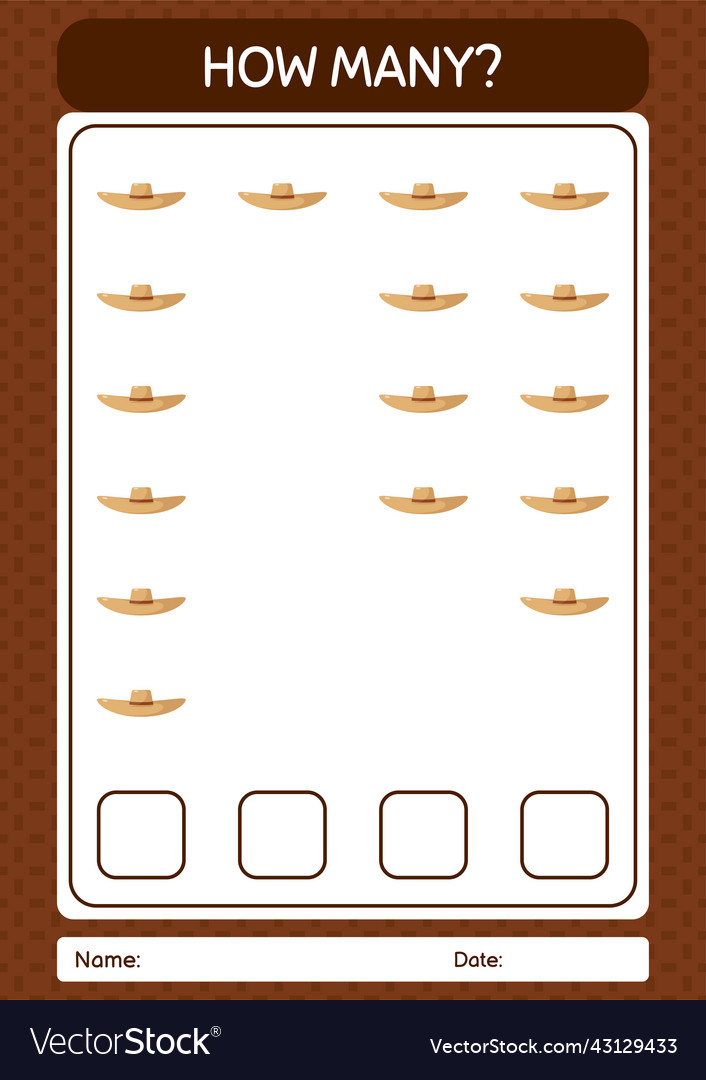 How many counting game with straw hat worksheet