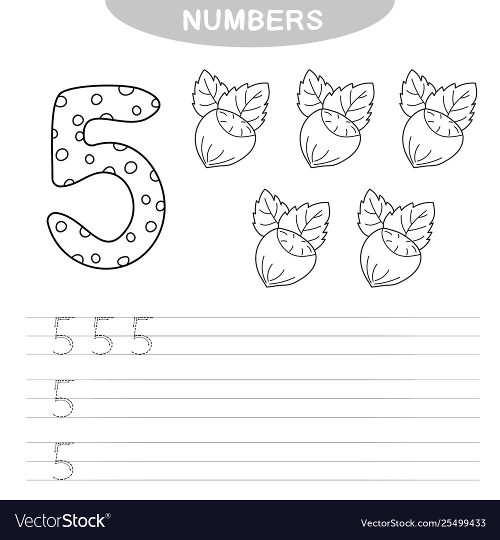 Learning numbers coloring book for preschool Vector Image