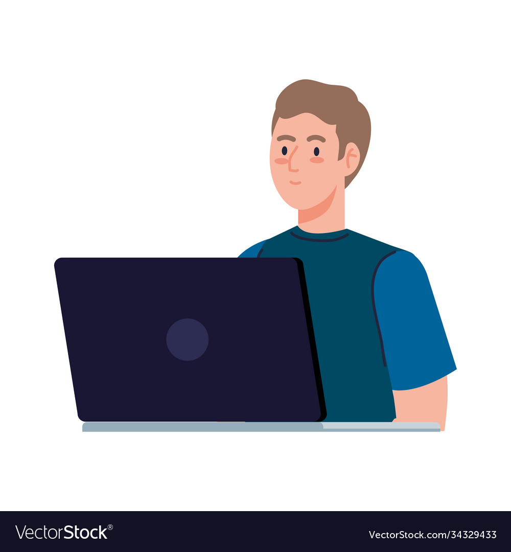 Man cartoon with laptop design Royalty Free Vector Image