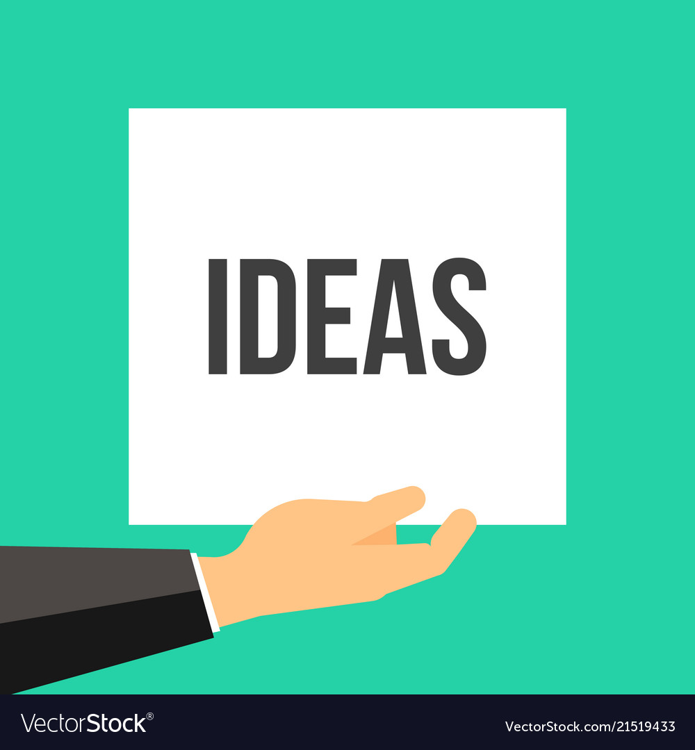 Man showing paper ideas text Vector Image Man showing paper ideas text