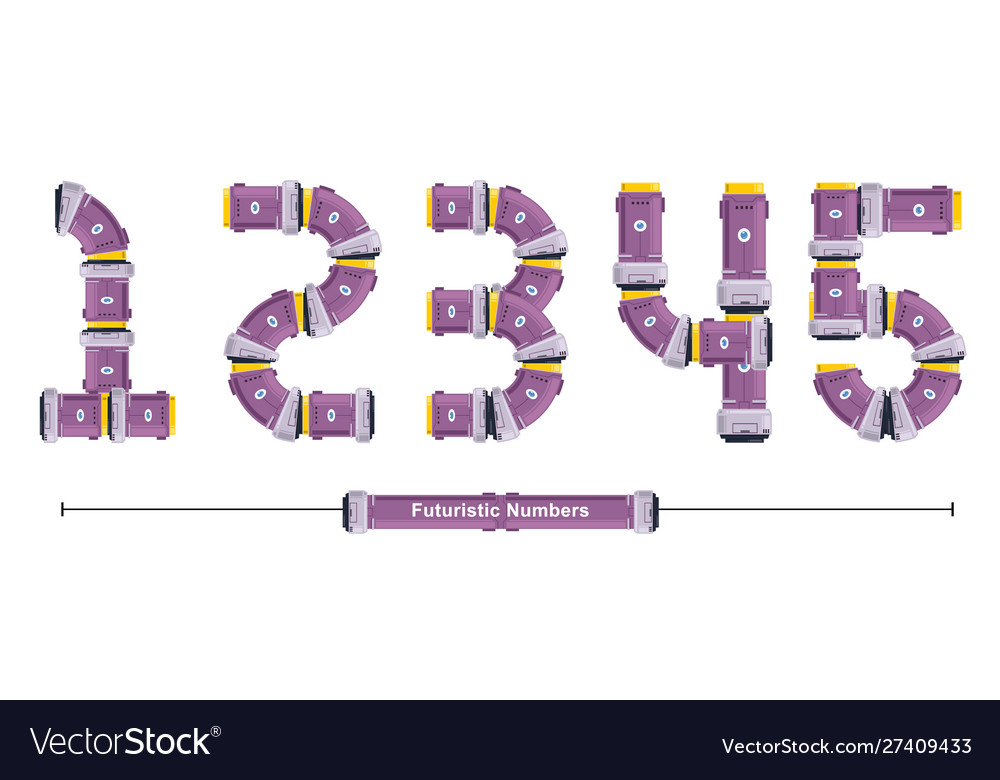 Numbers typography font futuristic style in a set