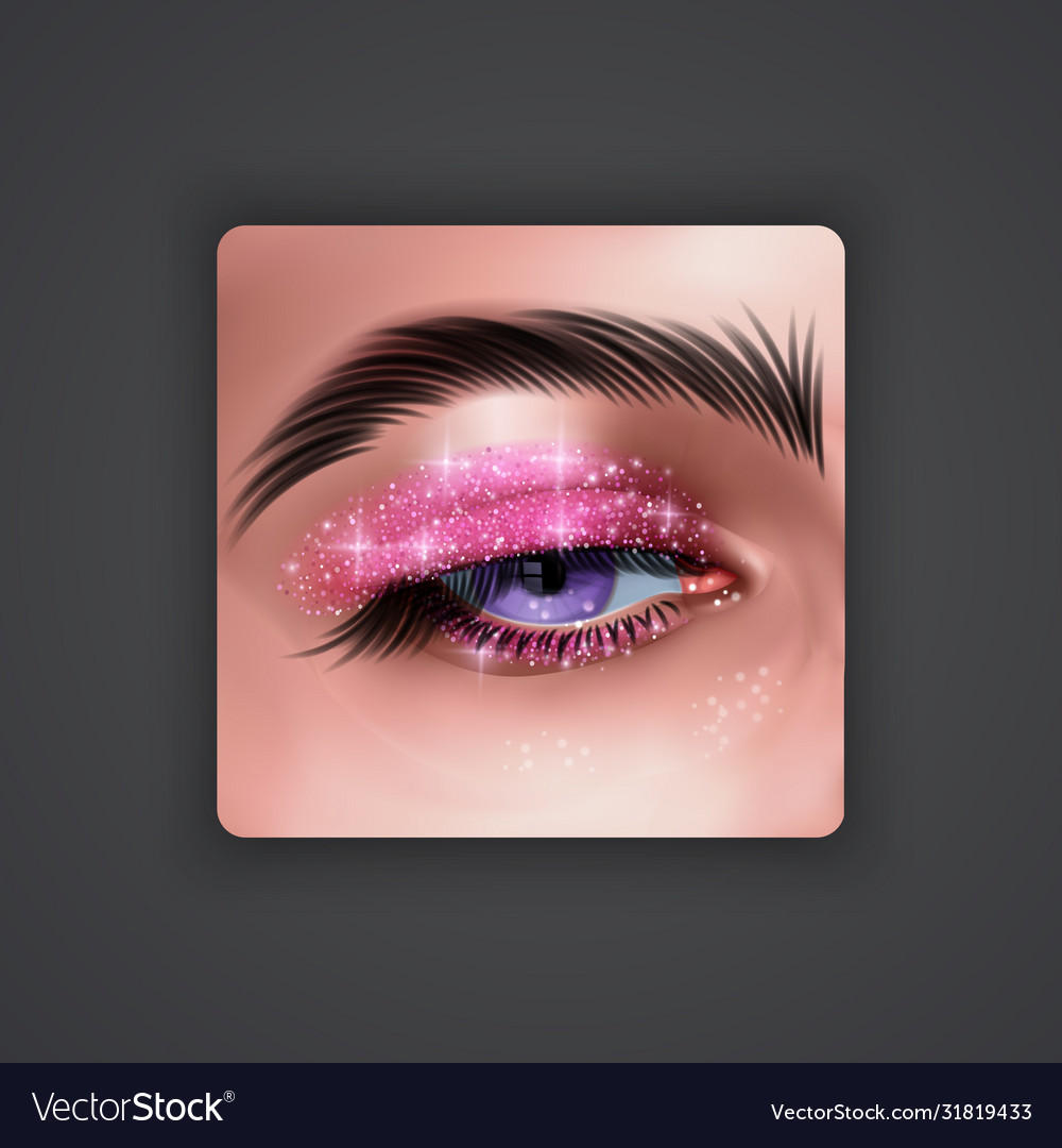 Realistic eyes with bright eyeshadows pink Vector Image