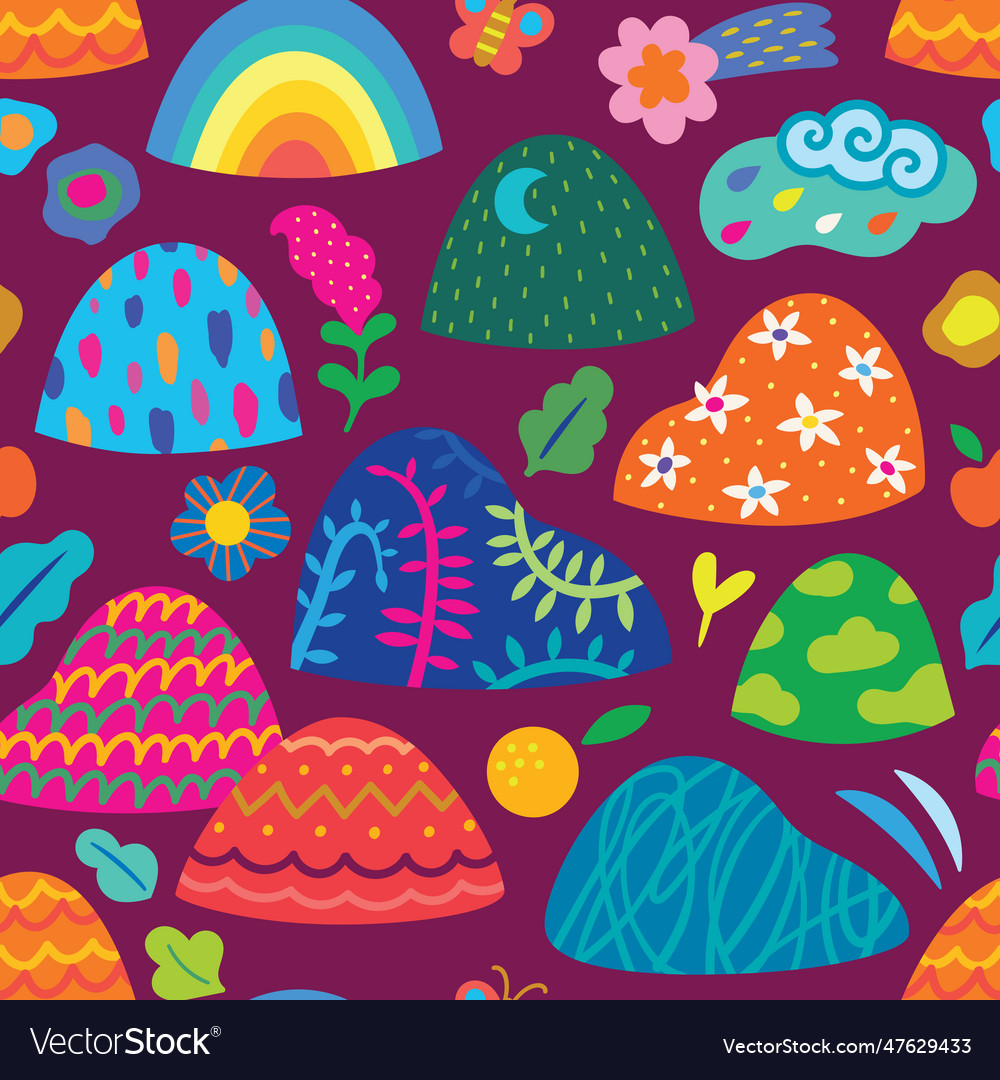 Seamless pattern with rainbow decorative round Vector Image Seamless pattern with rainbow decorative round