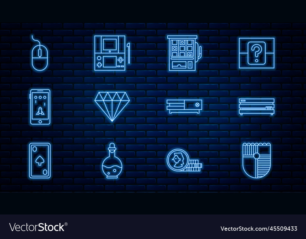 Set line shield for game video console slot vector image Set line shield for game video console slot