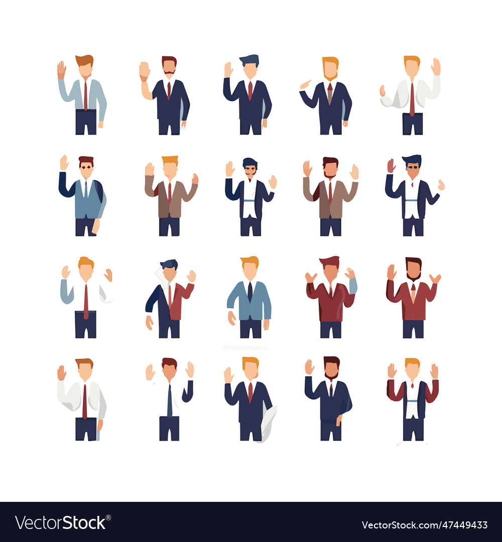 Set of hands showing different gestures palm