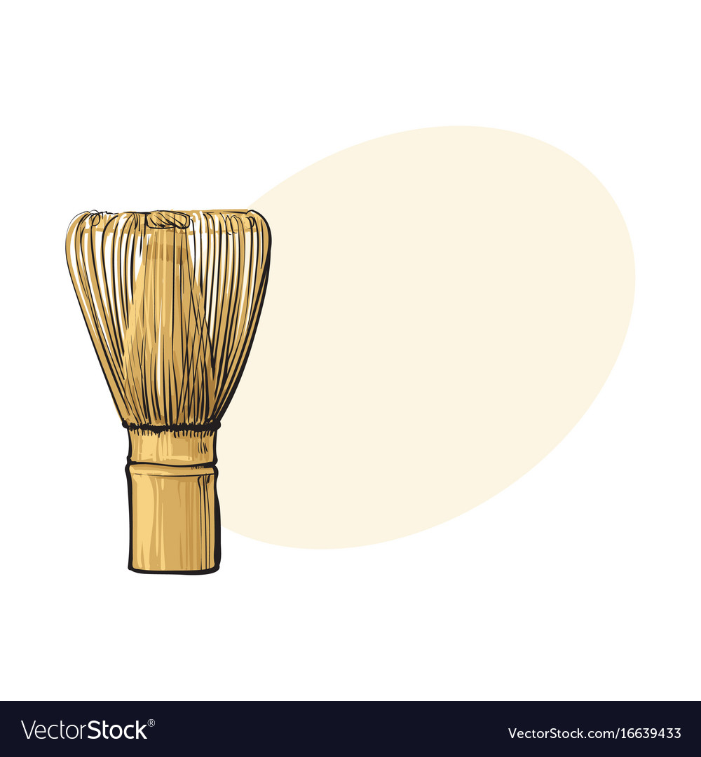 Side view drawing of wooden whisk for matcha tea