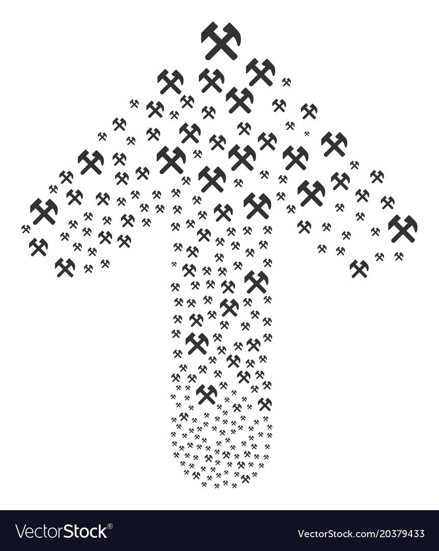 Upwards pointer arrow figure with hammers