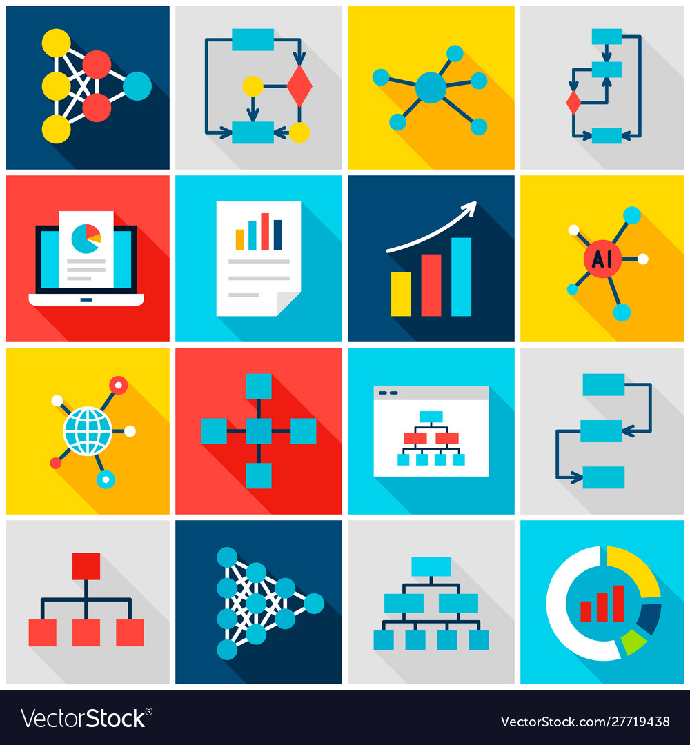 Data graph colorful icons vector image Data graph colorful icons