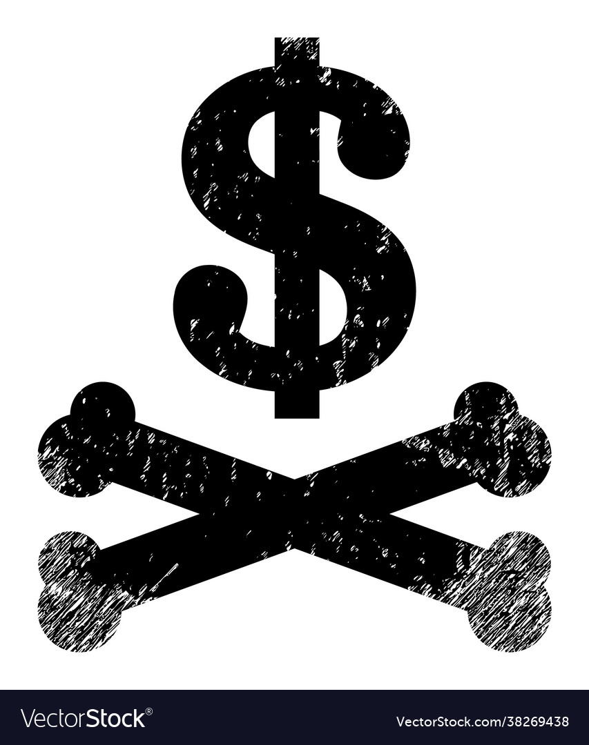 Dead Dollar Scratched Icon Symbol Royalty Free Vector Image