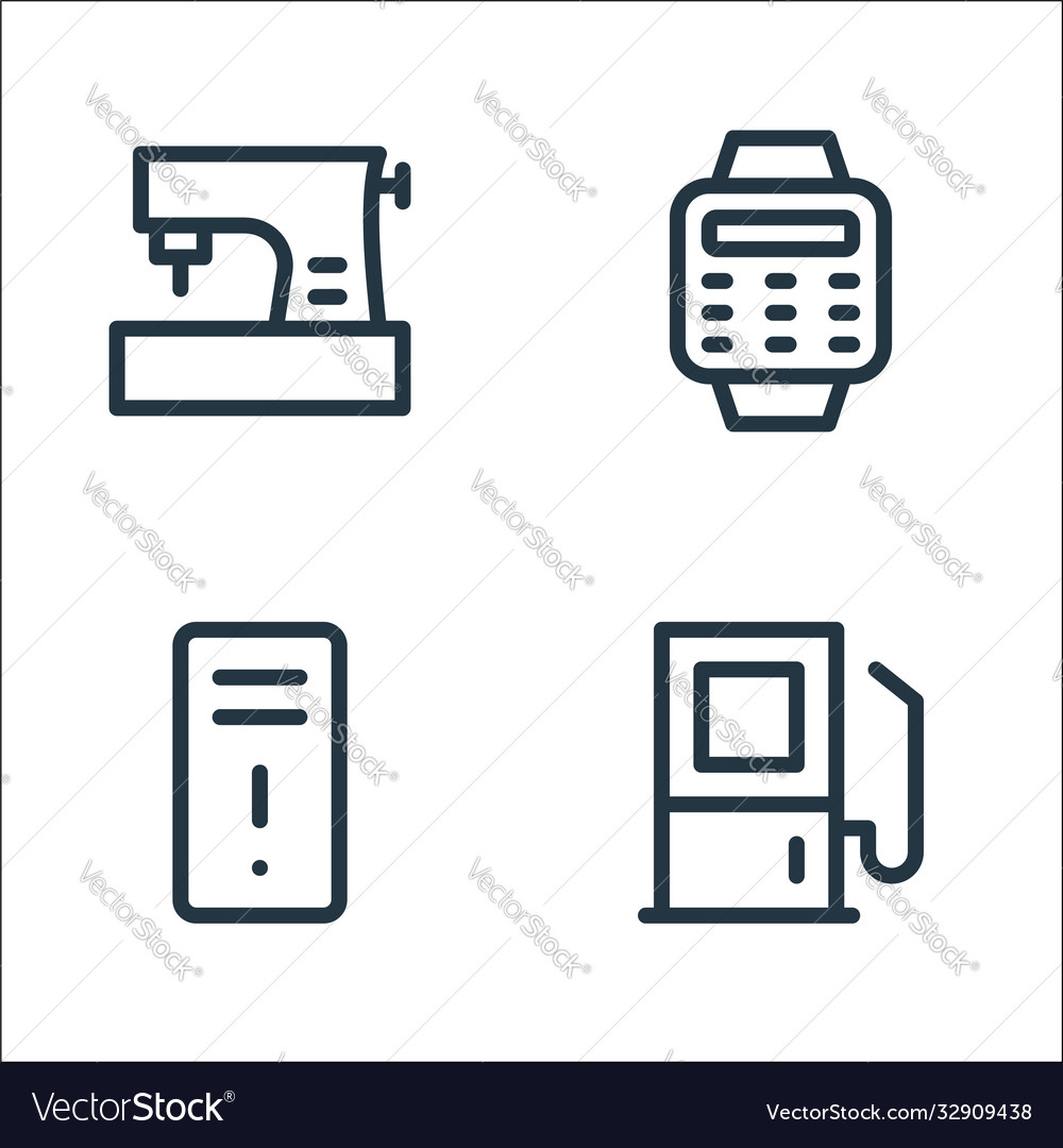 Electronics line icons linear set quality vector image Electronics line icons linear set quality