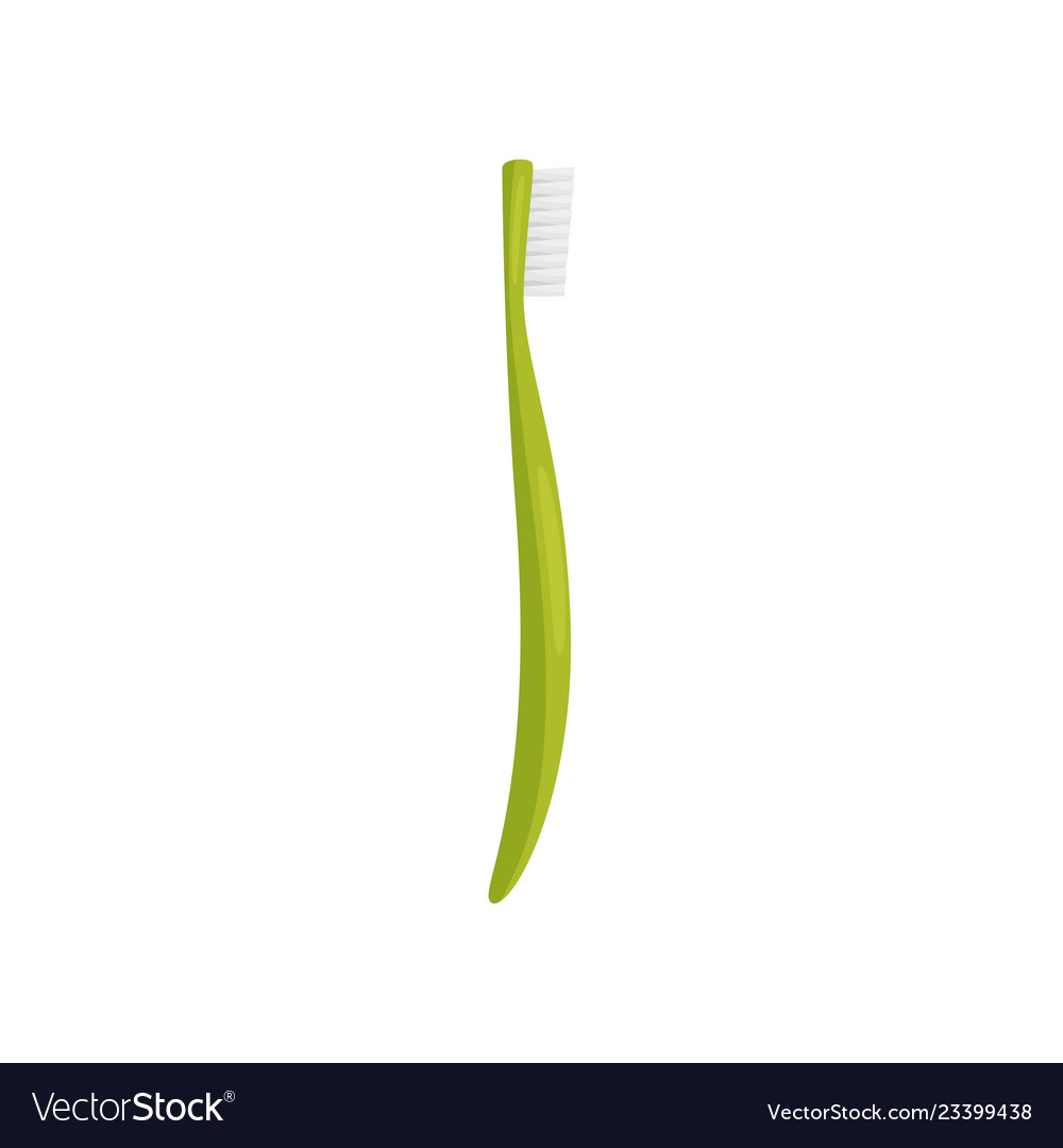 Flat icon of green toothbrush with soft