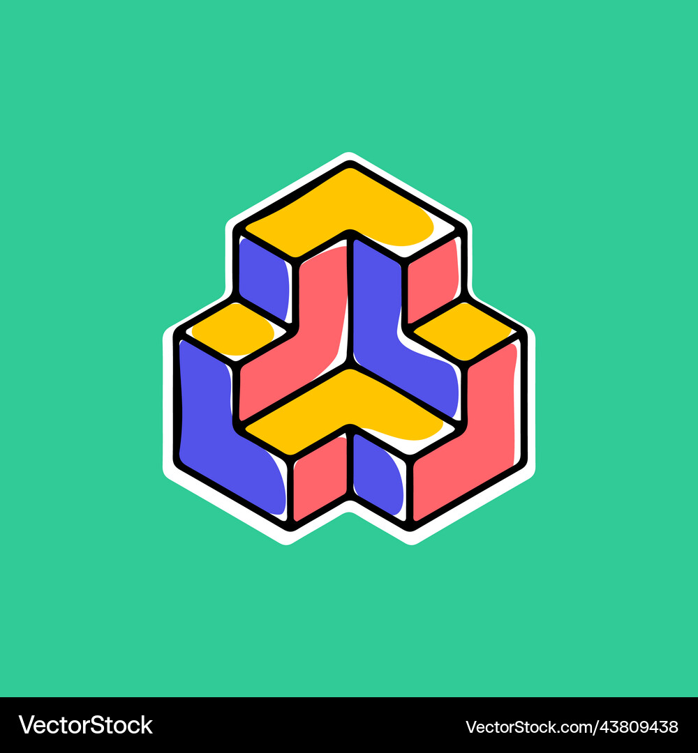Impossible triangle shape modern handwritten 3d Vector Image