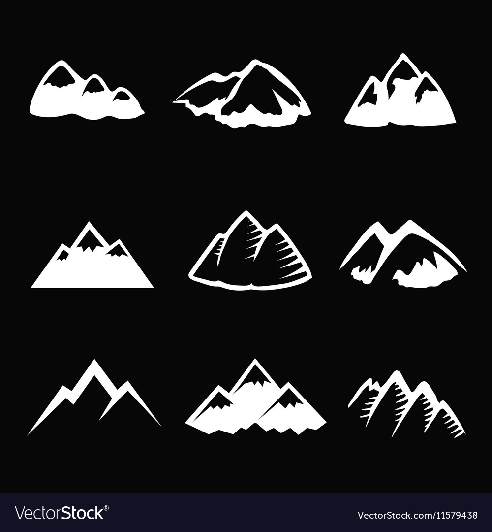 Mountain white icons set Tourism simbols Vector Image