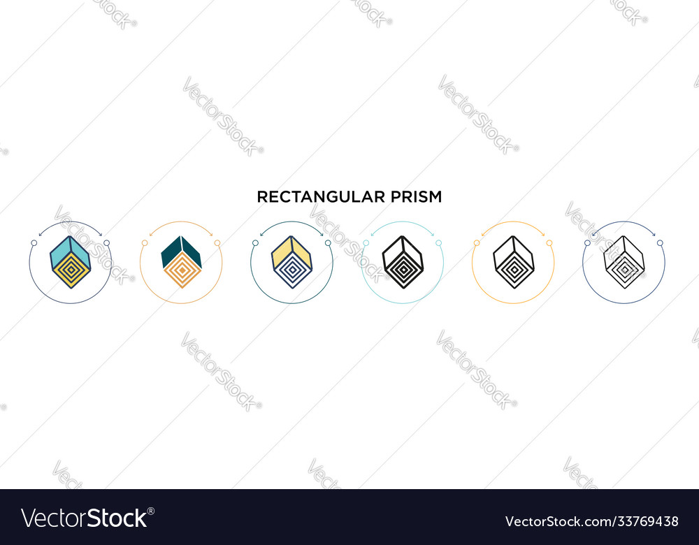 Rectangular prism icon in filled thin line vector image Rectangular prism icon in filled thin line